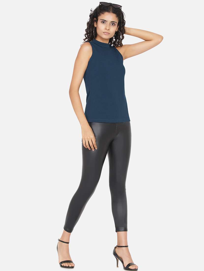 women solid mock neck sleevelss regular top - 21697793 -  Standard Image - 4