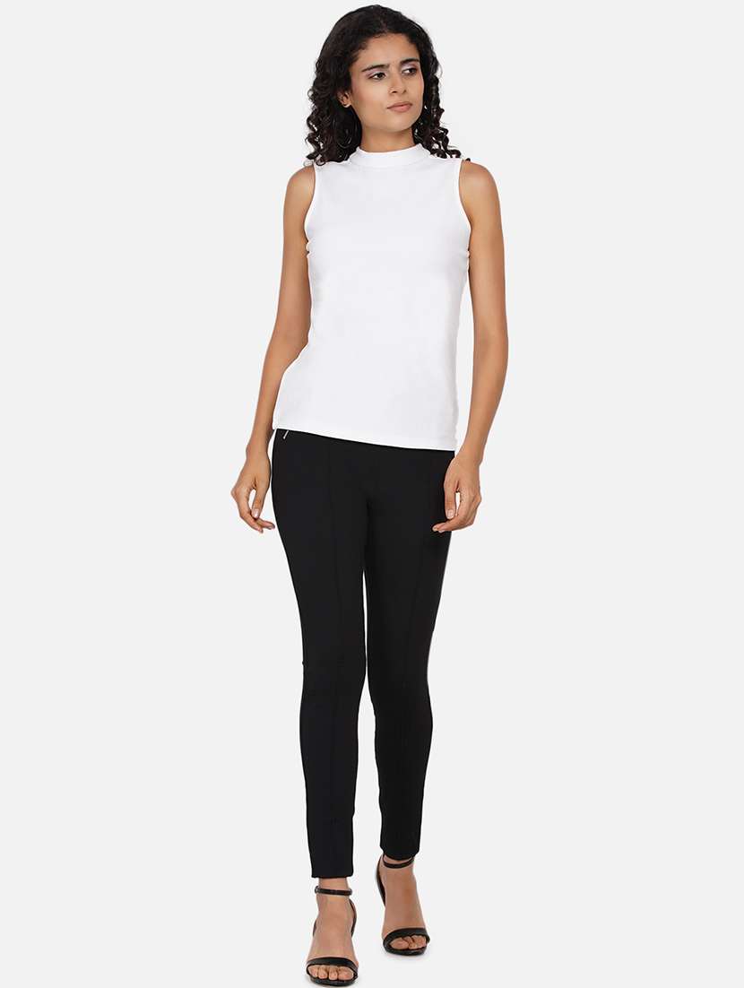 women solid mock neck sleeveless regular top - 21697794 - Standard Image - 4