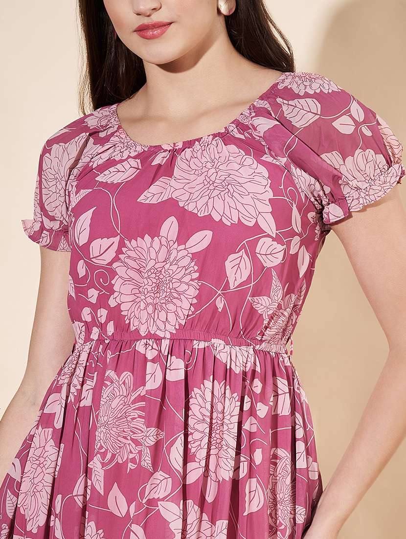 women floral print puff sleeves tiered dress - 21697942 -  Standard Image - 4