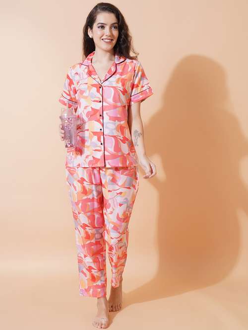 women printed nightwear pyjama set - 21697947 -  Standard Image - 0