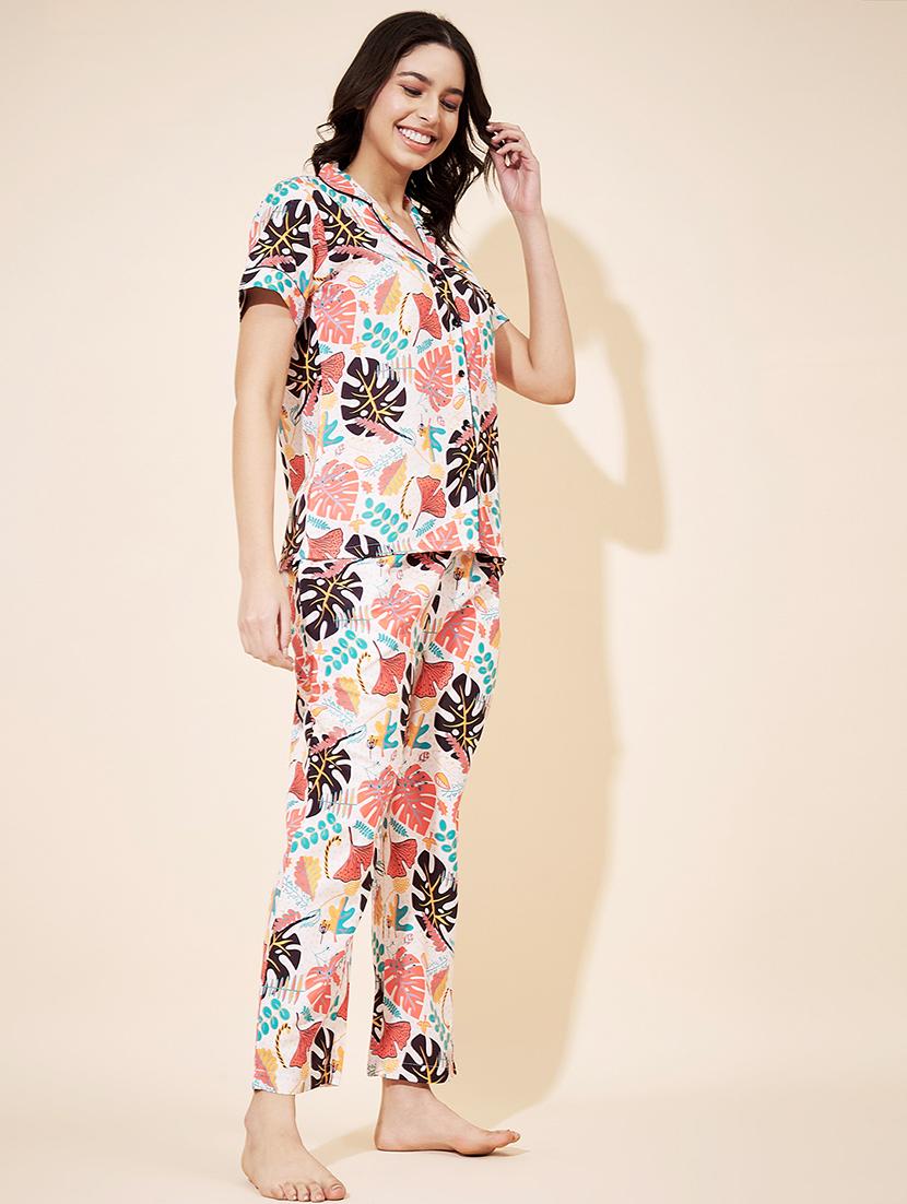 multi colored cotton pyjama set nightwear - 21697949 -  Standard Image - 1