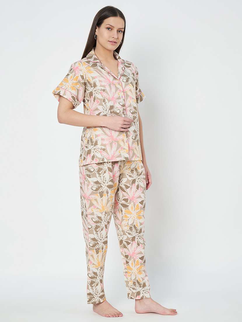 women floral printed nightwear pyjama set - 21697951 -  Standard Image - 1