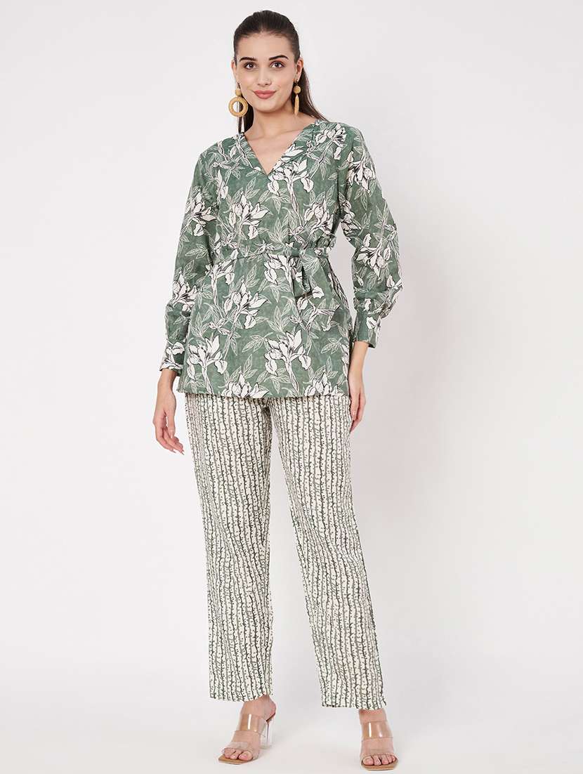 women printed top and trouser co-ord set