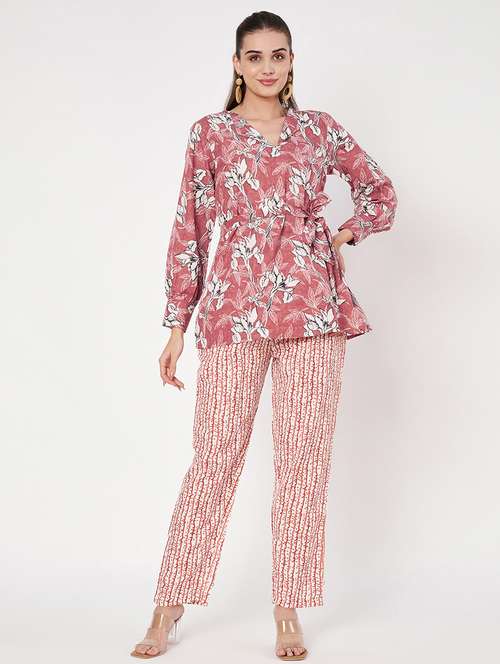 women printed top and trouser co-ord set - 21697953 -  Standard Image - 0