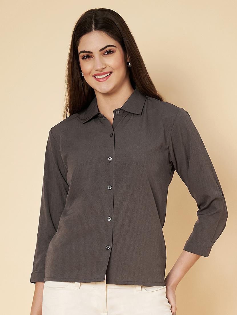 women solid collared regular shirt - 21697958 -  Zoom Image - 0