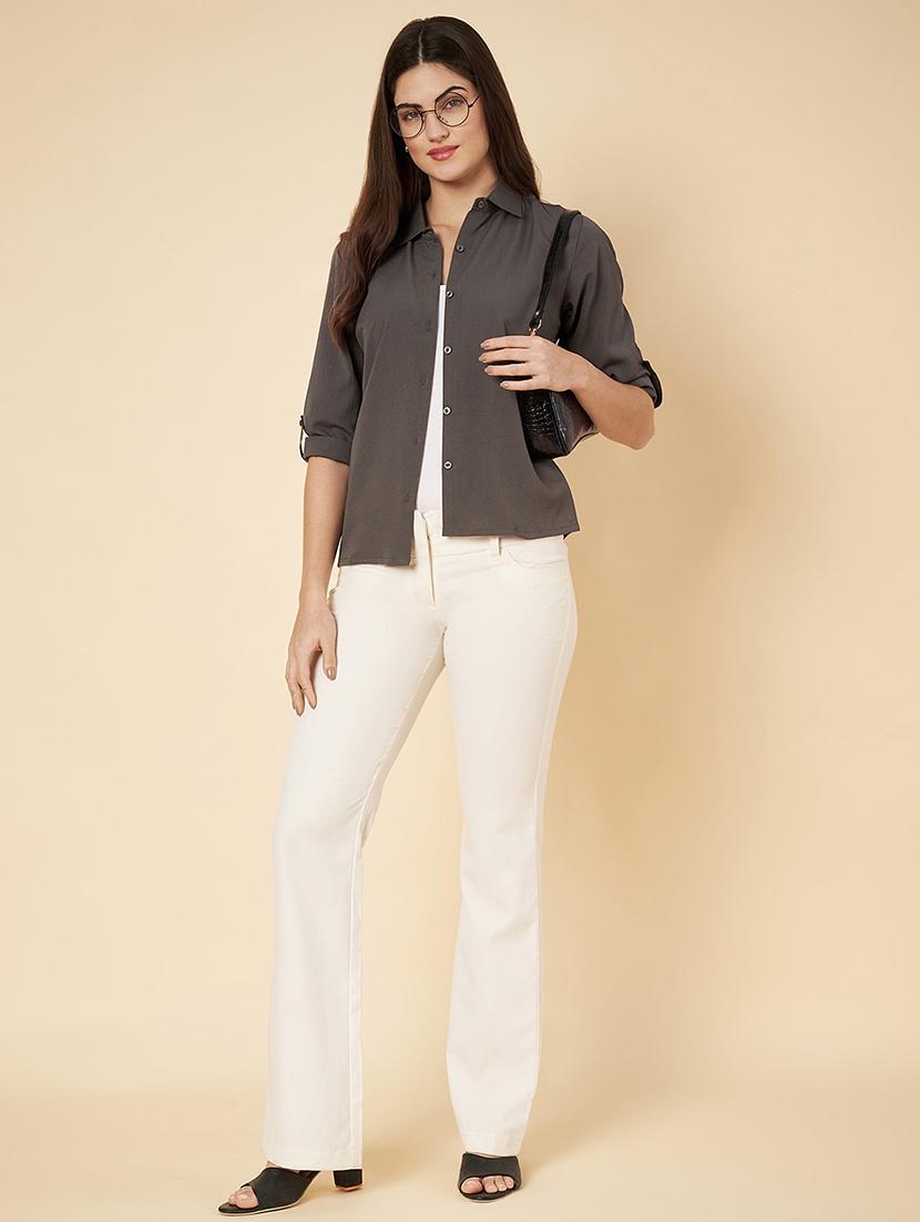 women solid collared regular shirt - 21697958 - Standard Image - 4