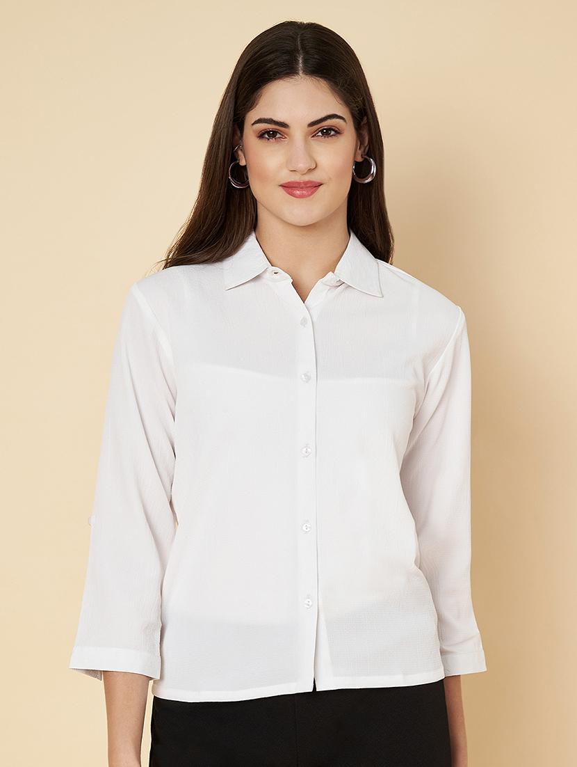 women solid collared regular shirt - 21697960 - Zoom Image - 0