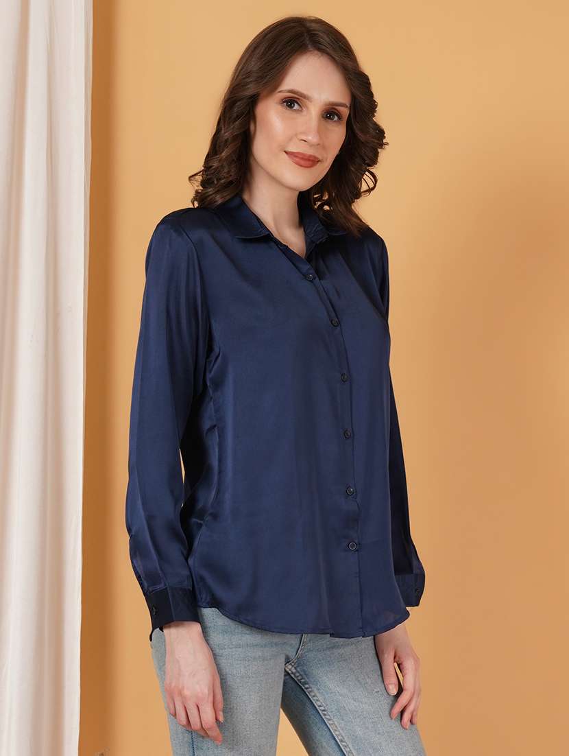 women solid collared regular shirt - 21697961 -  Standard Image - 1