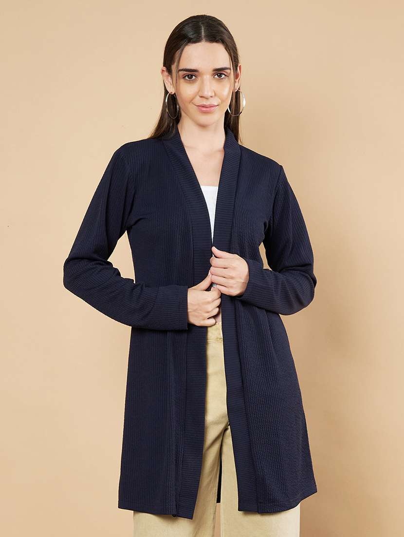 women solid long sleeve shrug