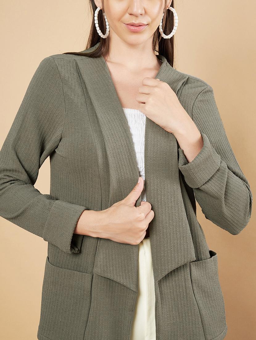 women solid long sleeve shrug - 21697972 - Standard Image - 4