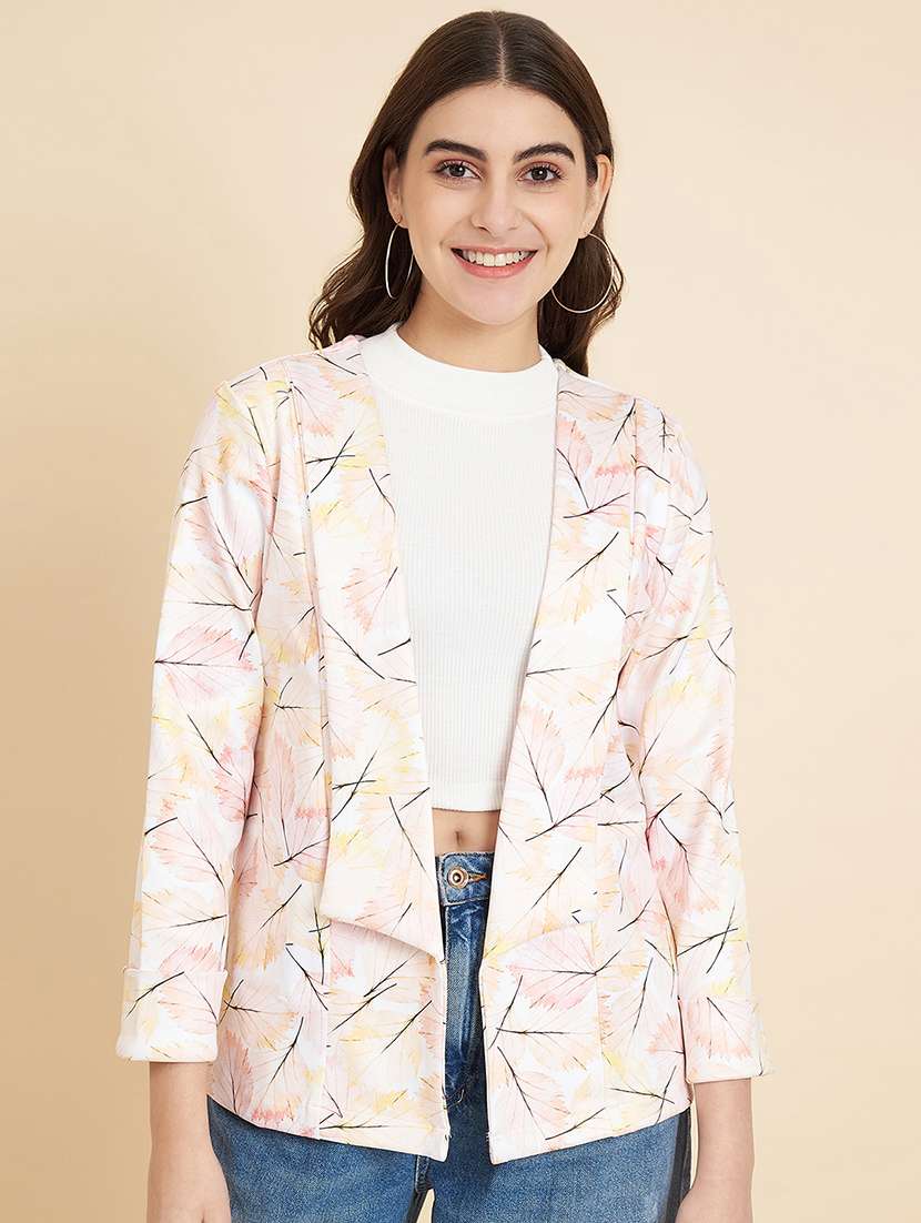 women printed open front regular jacket - 21697974 -  Standard Image - 1