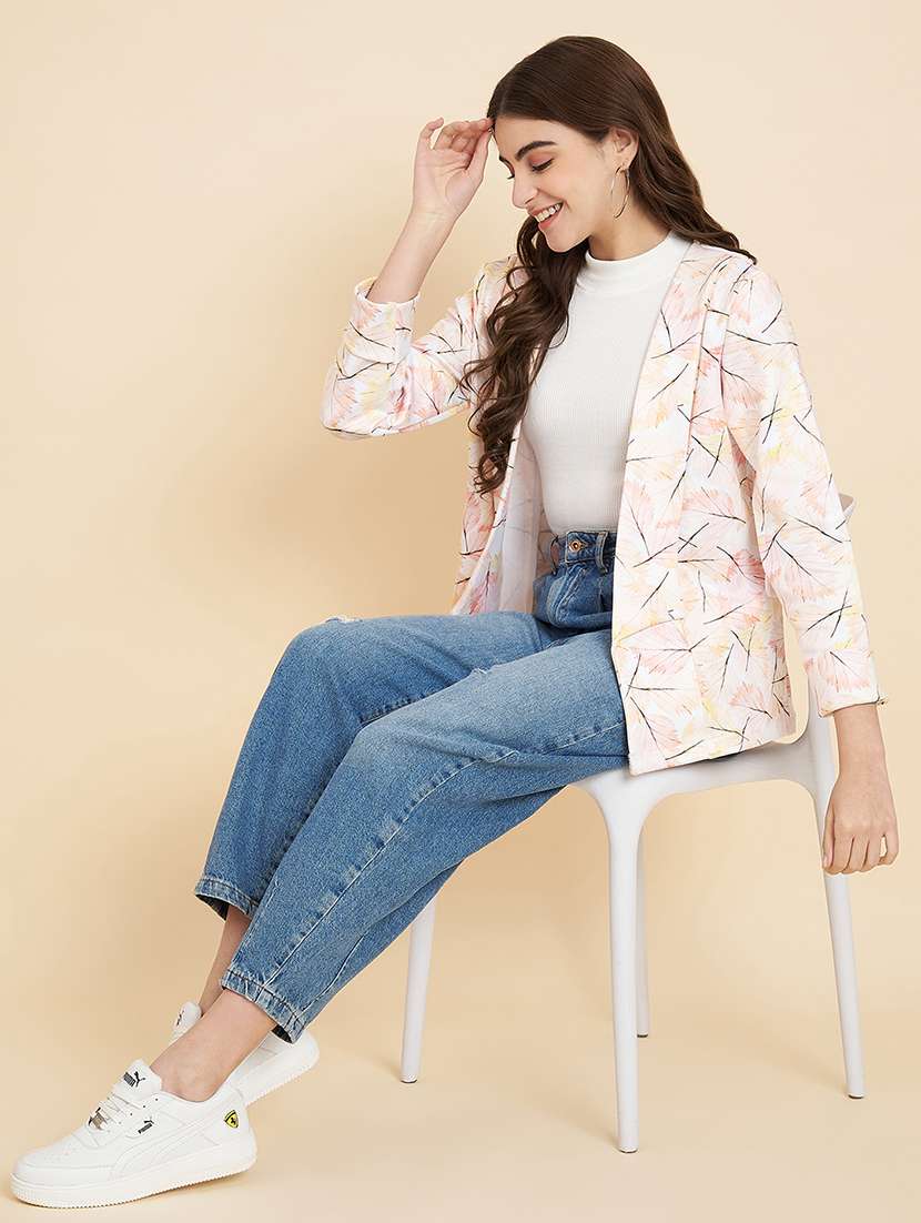 women printed open front regular jacket - 21697974 -  Standard Image - 4
