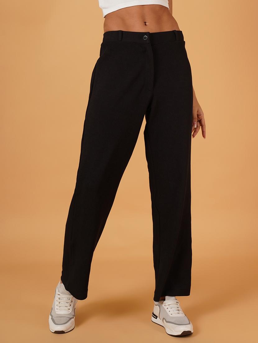 women solid full length flat front trousers - 21697981 - Zoom Image - 0