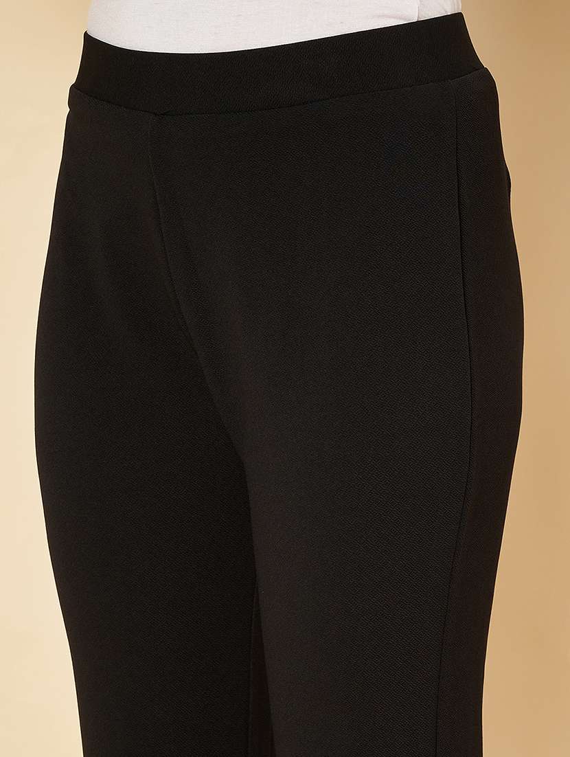 women solid bootcut full length flat front trousers - 21697987 -  Standard Image - 4