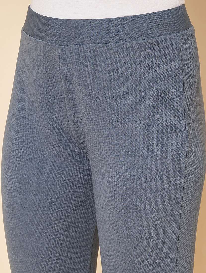 women solid bootcut full length flat front trousers - 21697988 -  Standard Image - 4