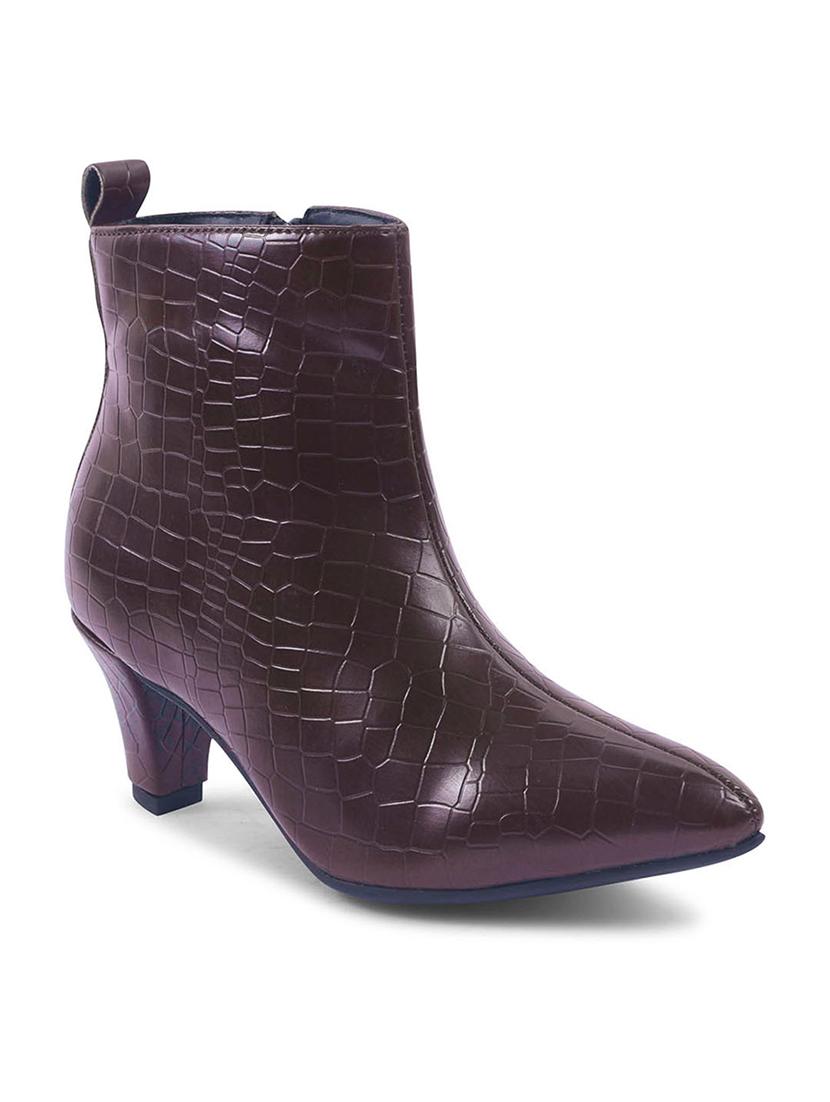 women brown textured ankle boots - 21698005 - Standard Image - 1
