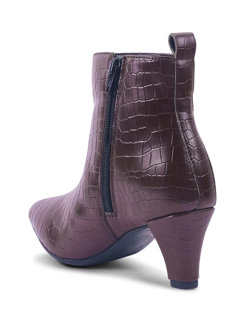 women brown textured ankle boots - 21698005 - Standard Image - 4