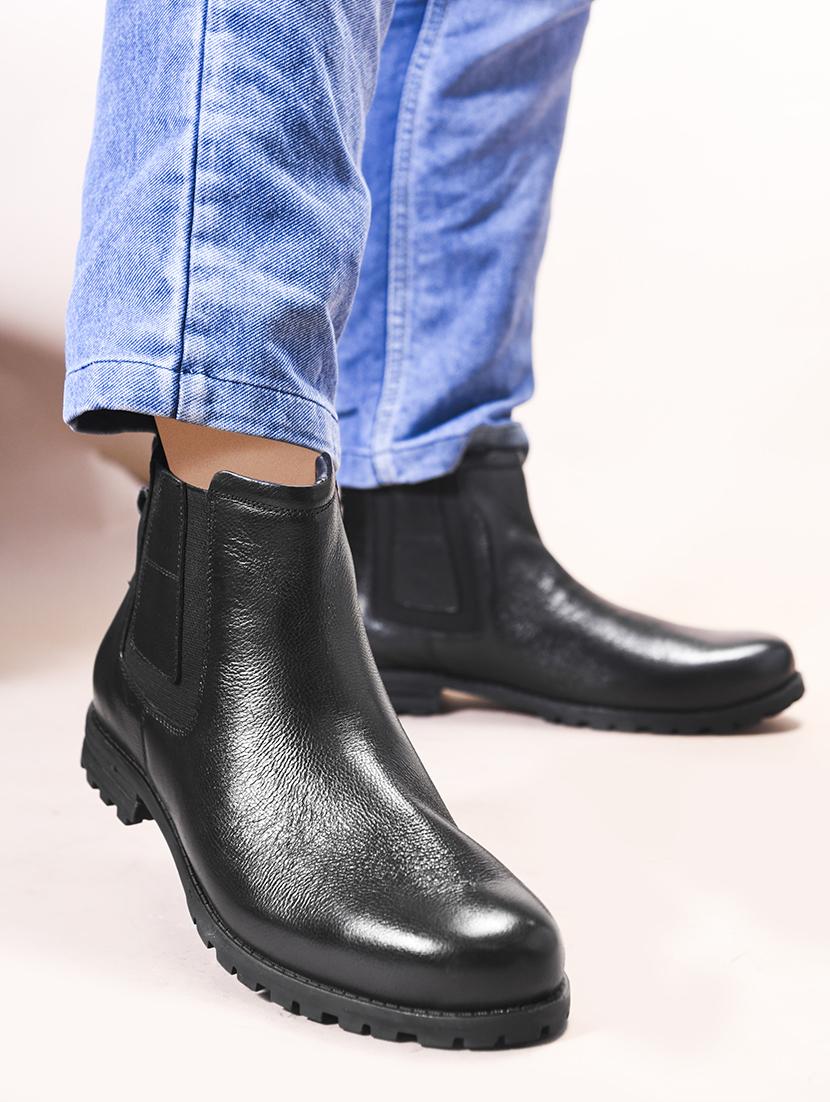 men black slip on boots - 21698010 - Standard Image - 4