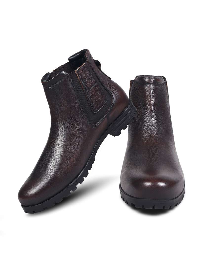men brown slip on boots - 21698011 -  Standard Image - 4