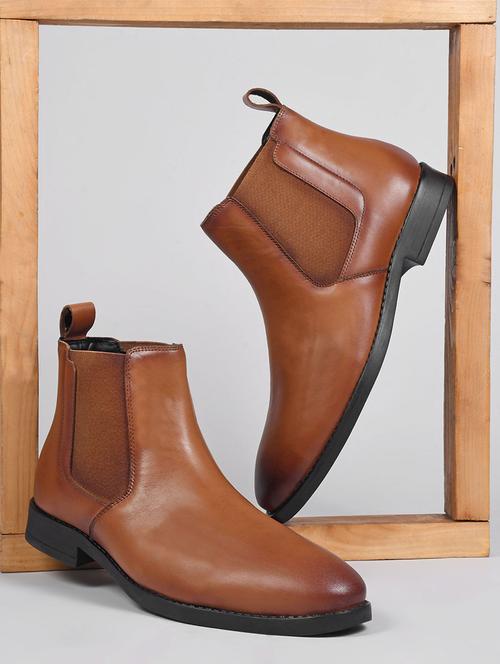 men tan slip on boots - 21698013 -  Standard Image - 0