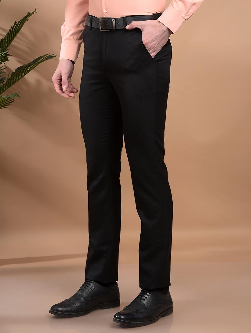 men solid flat front formal trouser - 21698445 - Standard Image - 1