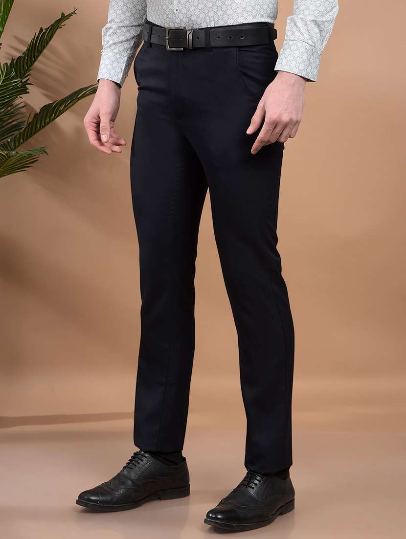 men solid flat front formal trouser - 21698446 -  Standard Image - 1