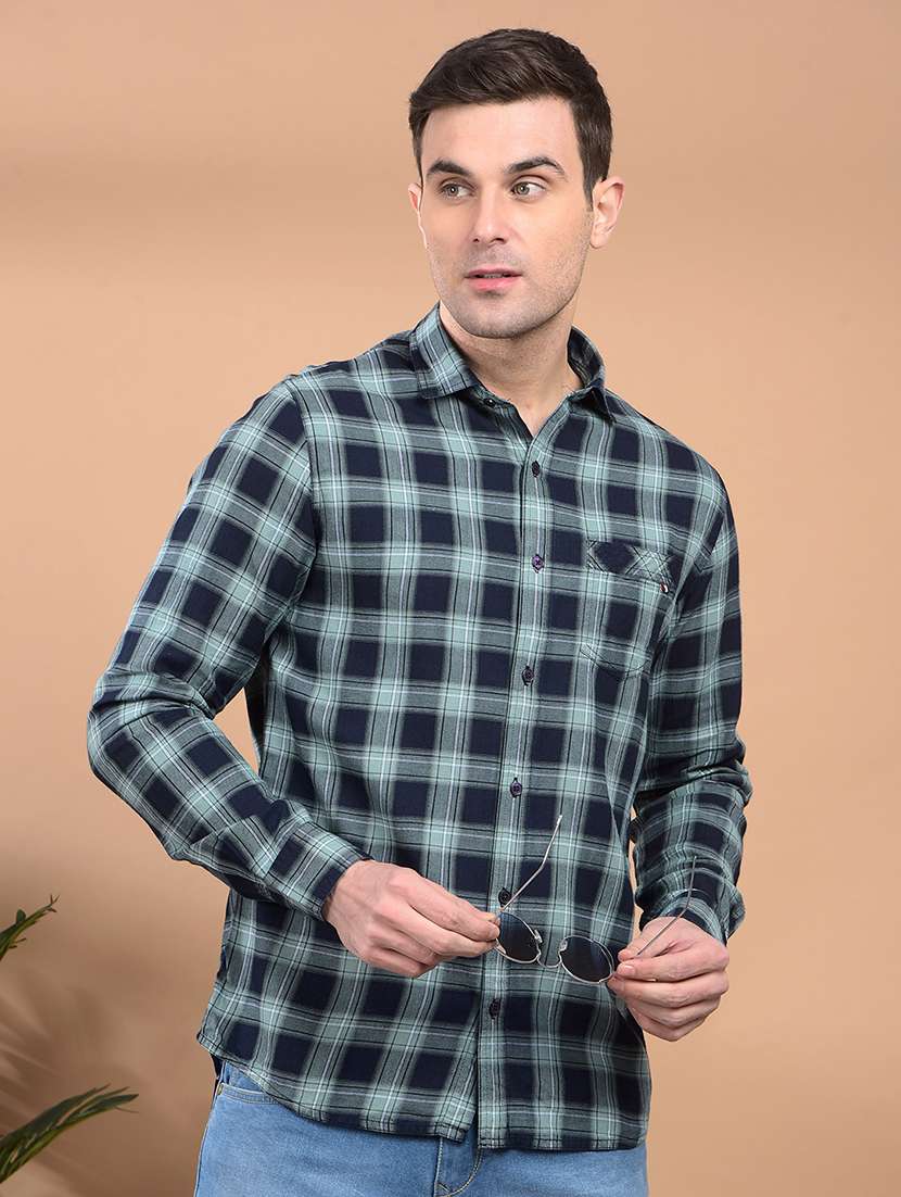 men checkered long sleeve casual shirt - 21698452 - Standard Image - 4