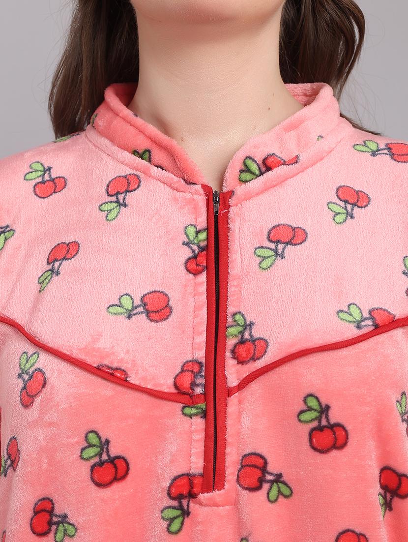 women printed long sleeves winter wear nighty - 21698777 - Standard Image - 4