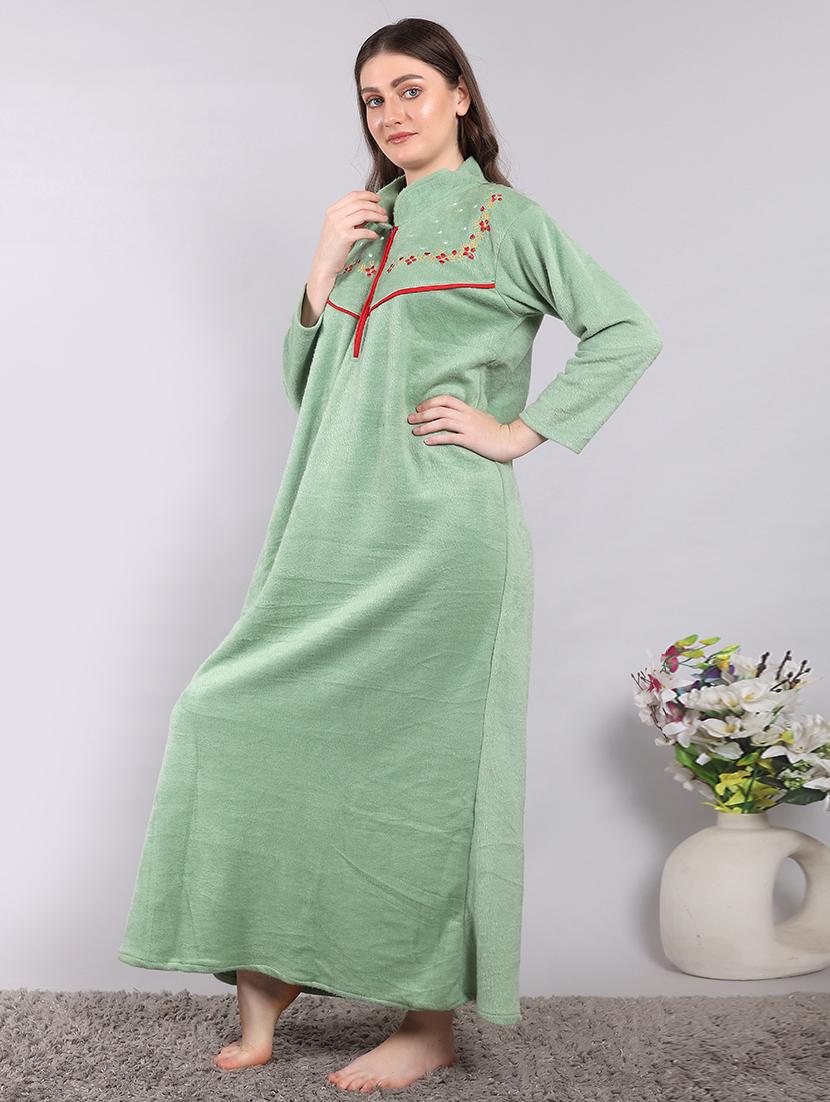 women printed long sleeves winter wear nighty - 21698779 - Standard Image - 1