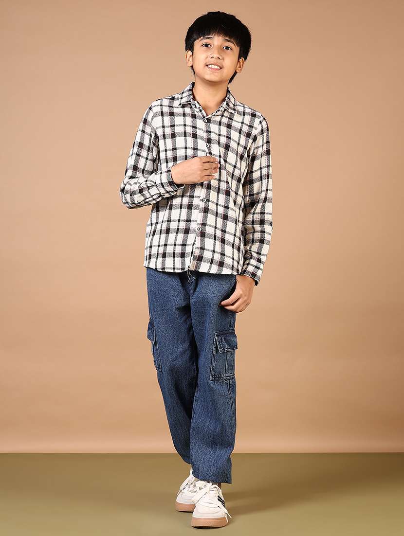 boys checkered collared long sleeves shirt - 21698870 -  Standard Image - 4
