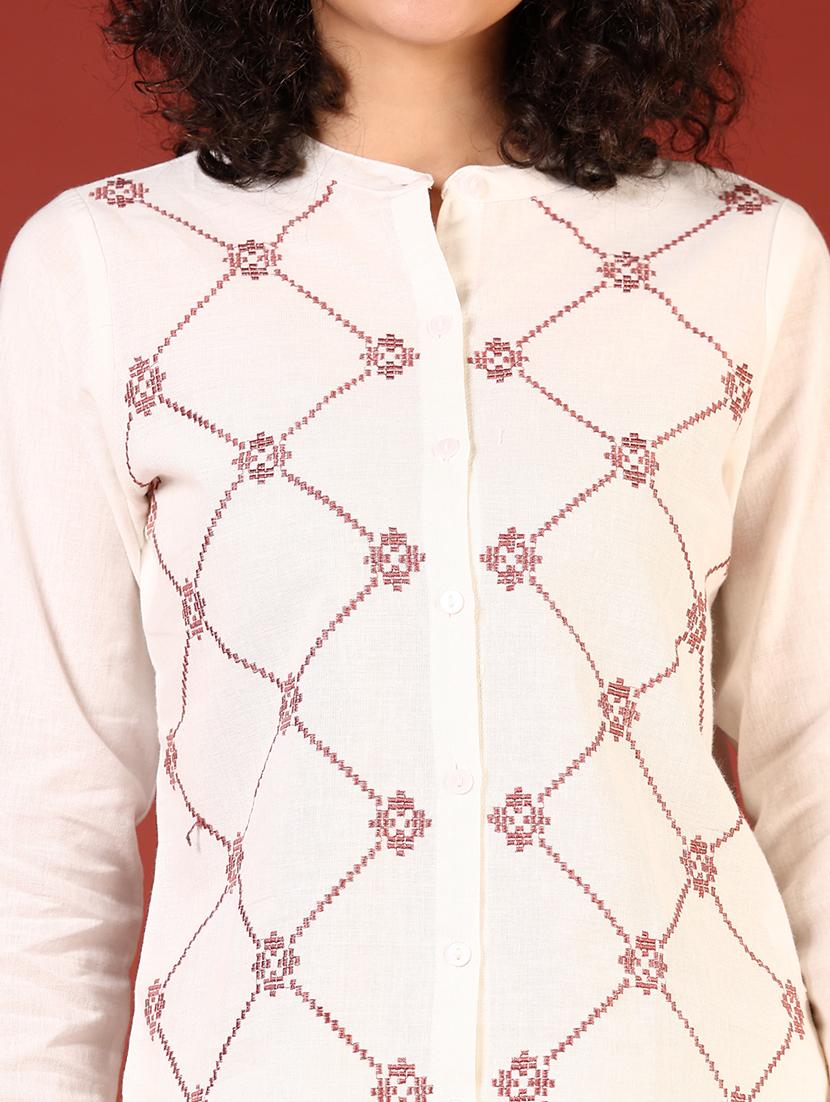 white rayon regular top - 21698877 - Standard Image - 4