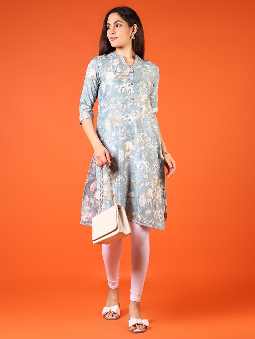 women printed three quarter sleeve straight kurta - 21698880 - Standard Image - 4