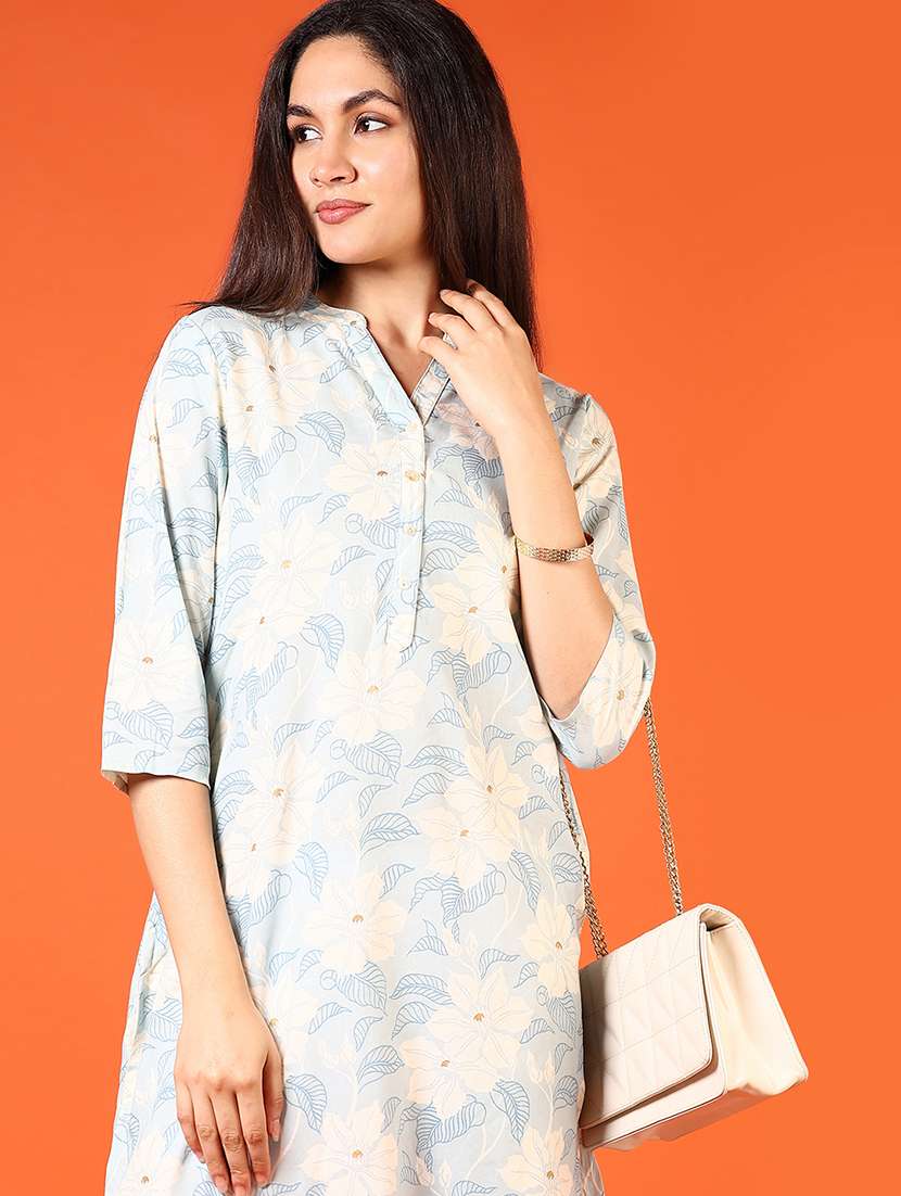 women printed three quarter sleeve straight kurta - 21698881 -  Standard Image - 1