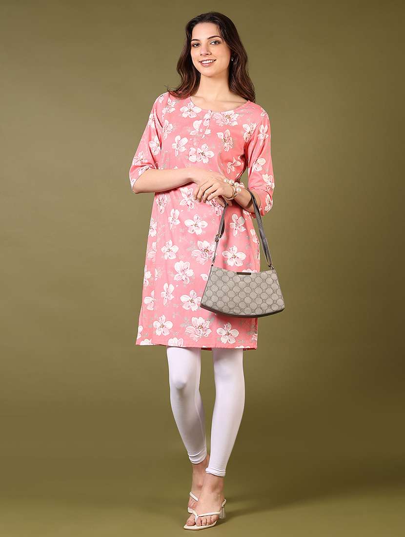 women round neck floral printed straight kurta - 21698882 -  Standard Image - 4