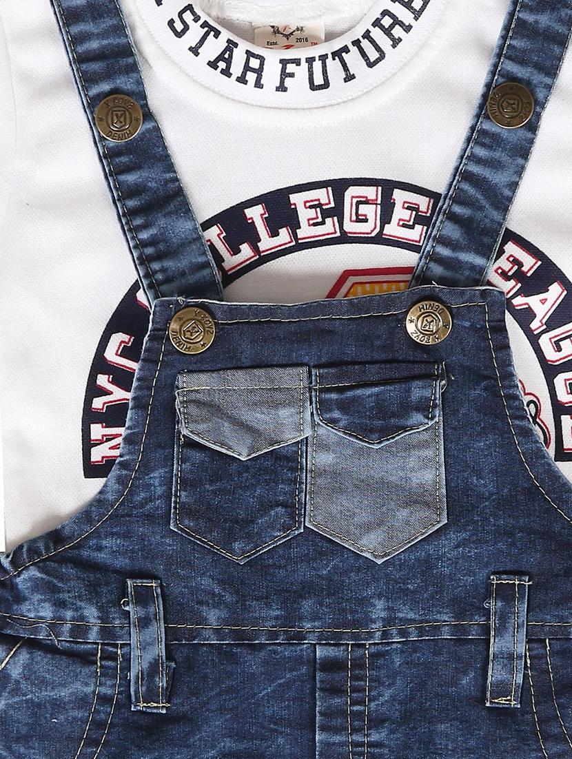 boys white printed denim dungaree sets - 21699046 - Standard Image - 4