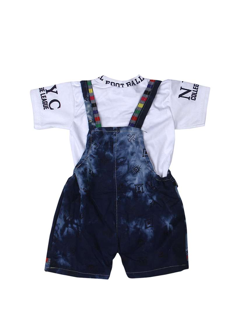 boys white printed denim dungaree sets  - 21699047 -  Standard Image - 1