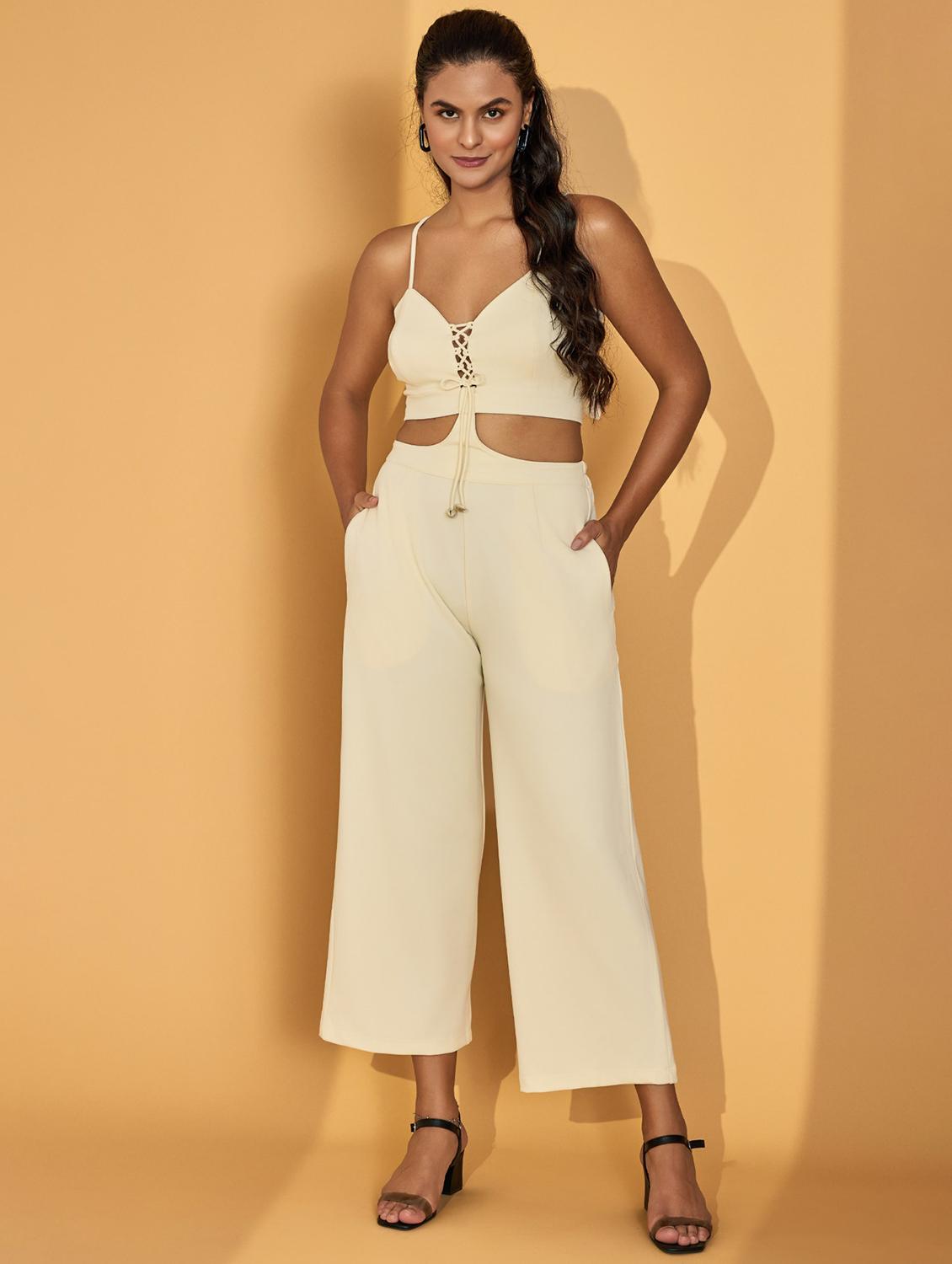 women solid shoulder strap sleeve full leg jumpsuit - 21699142 -  Zoom Image - 0