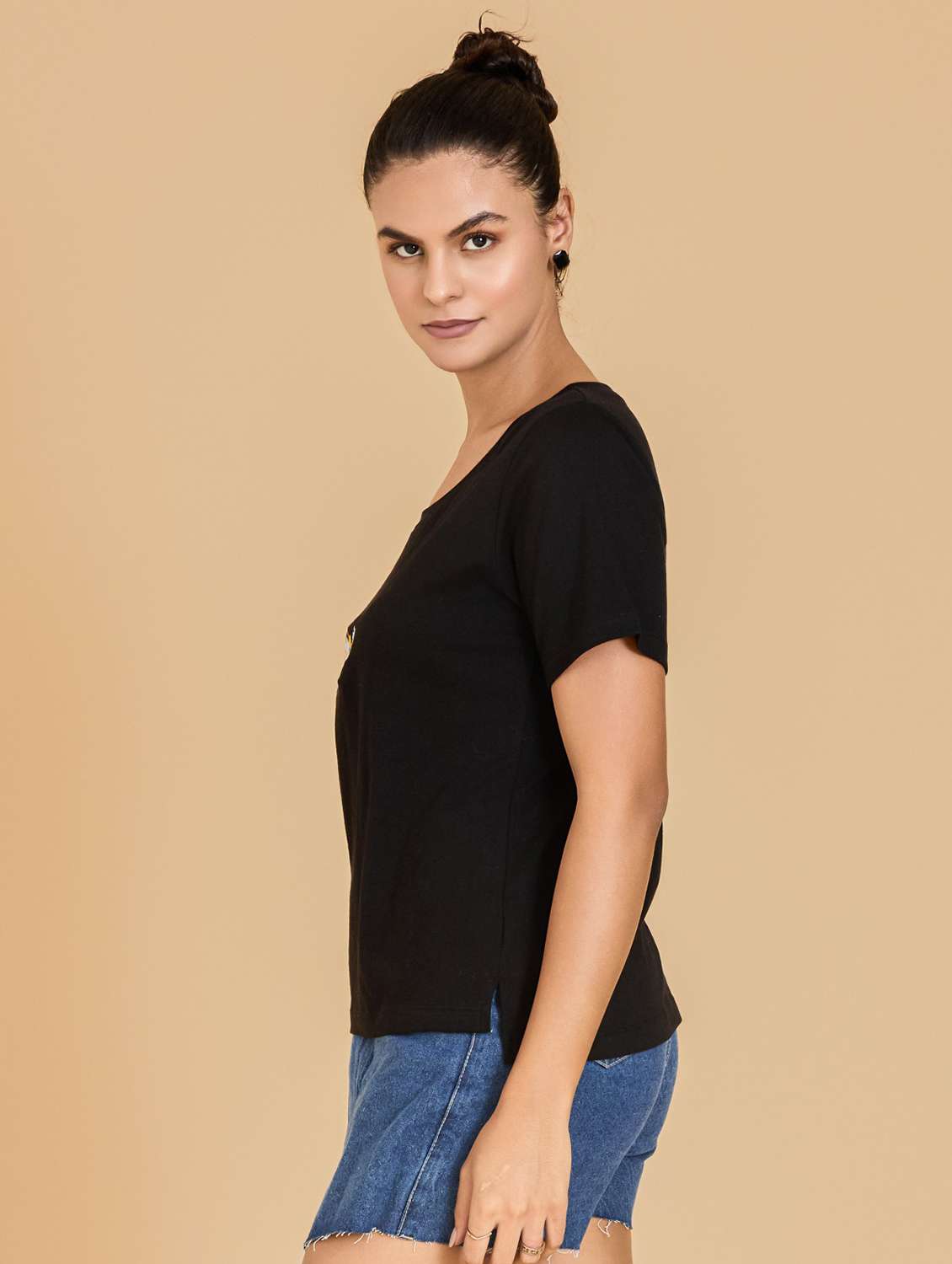 women solid with work short sleeve t-shirt - 21699244 -  Standard Image - 1