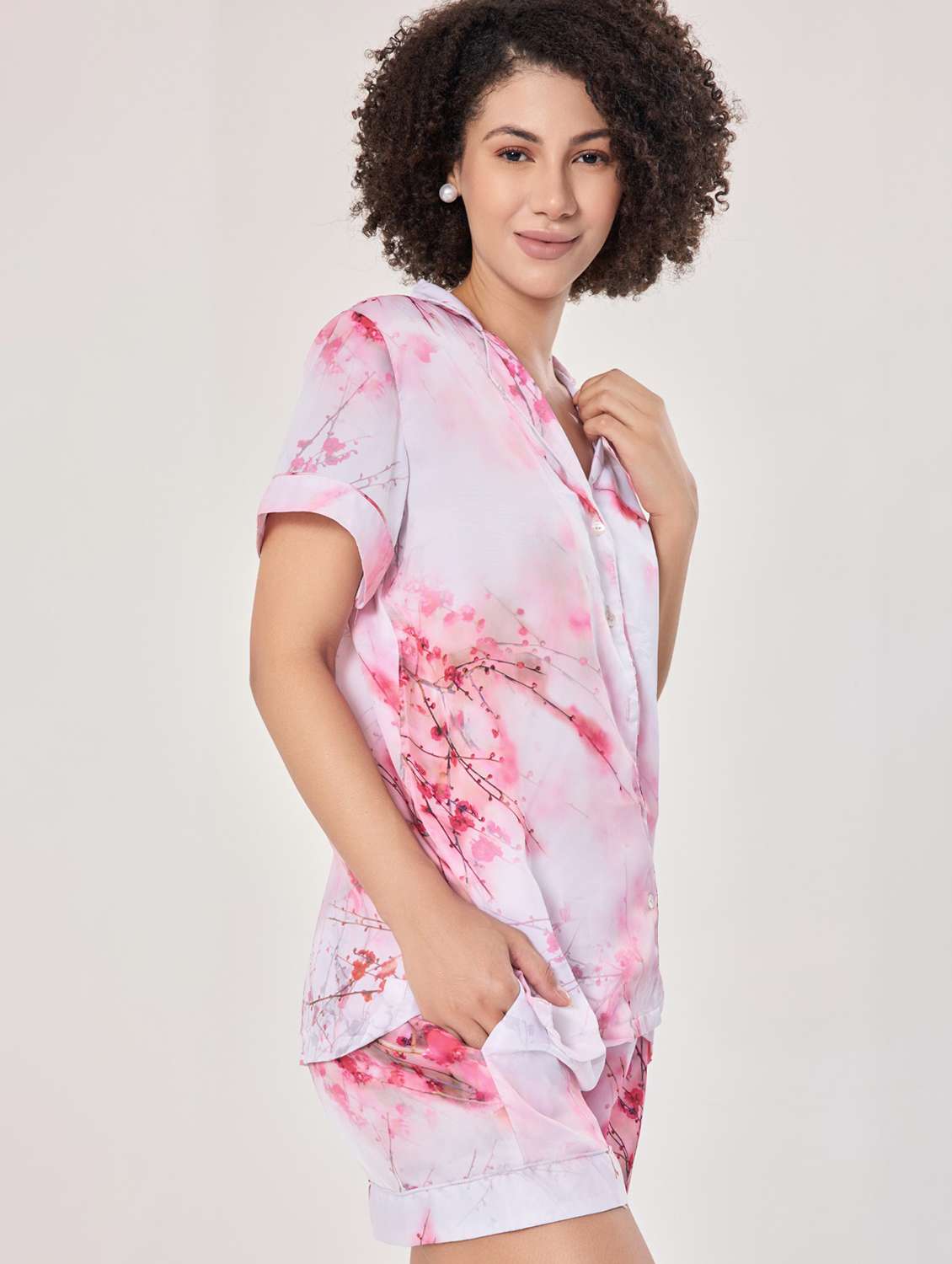 women tie & dye nightwear shorts set - 21699246 -  Standard Image - 4