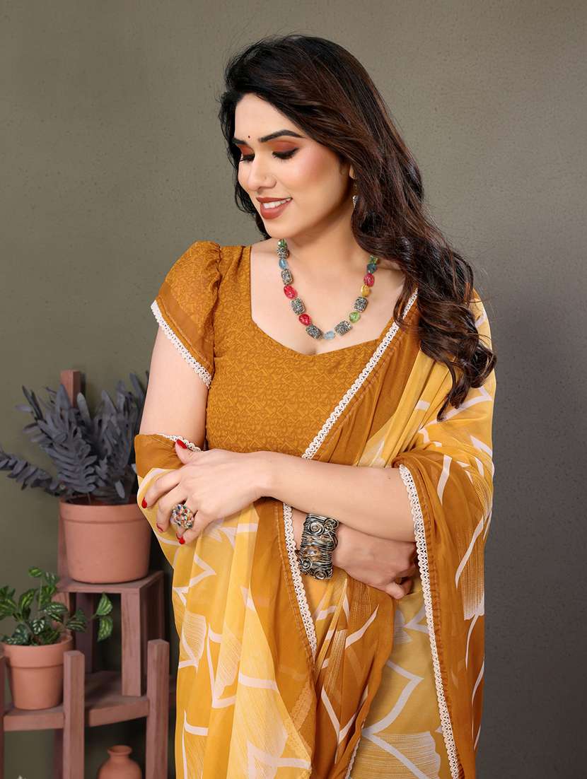 women printed casual wear saree with blouse - 21699420 -  Standard Image - 4