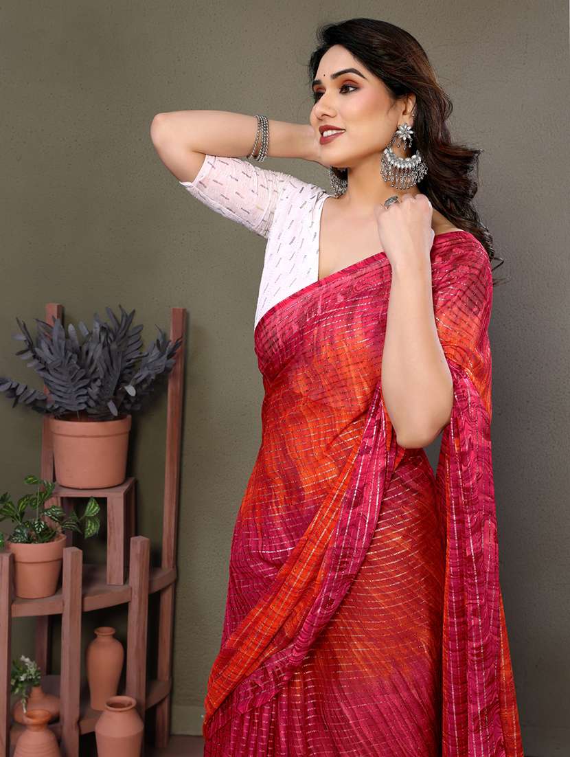 women printed casual wear saree with blouse - 21699430 -  Standard Image - 4