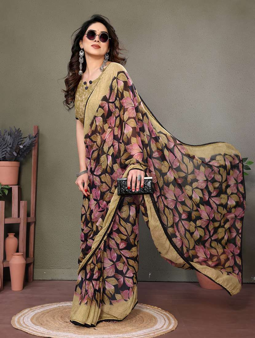 women printed casual wear saree with blouse - 21699433 -  Standard Image - 1