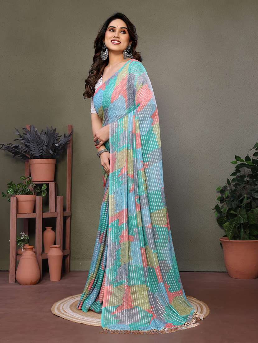 women printed casual wear saree with blouse - 21699437 -  Standard Image - 1