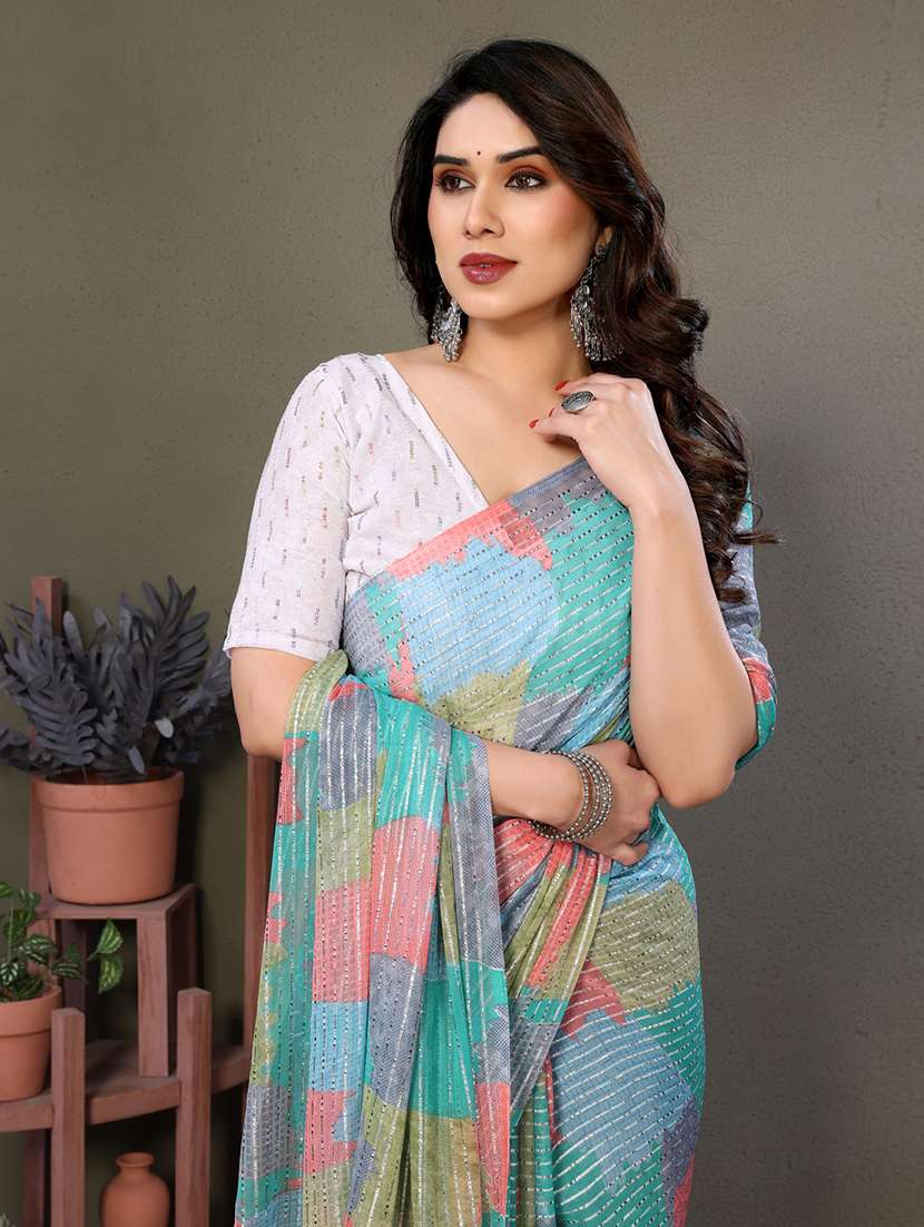 women printed casual wear saree with blouse - 21699437 -  Standard Image - 4