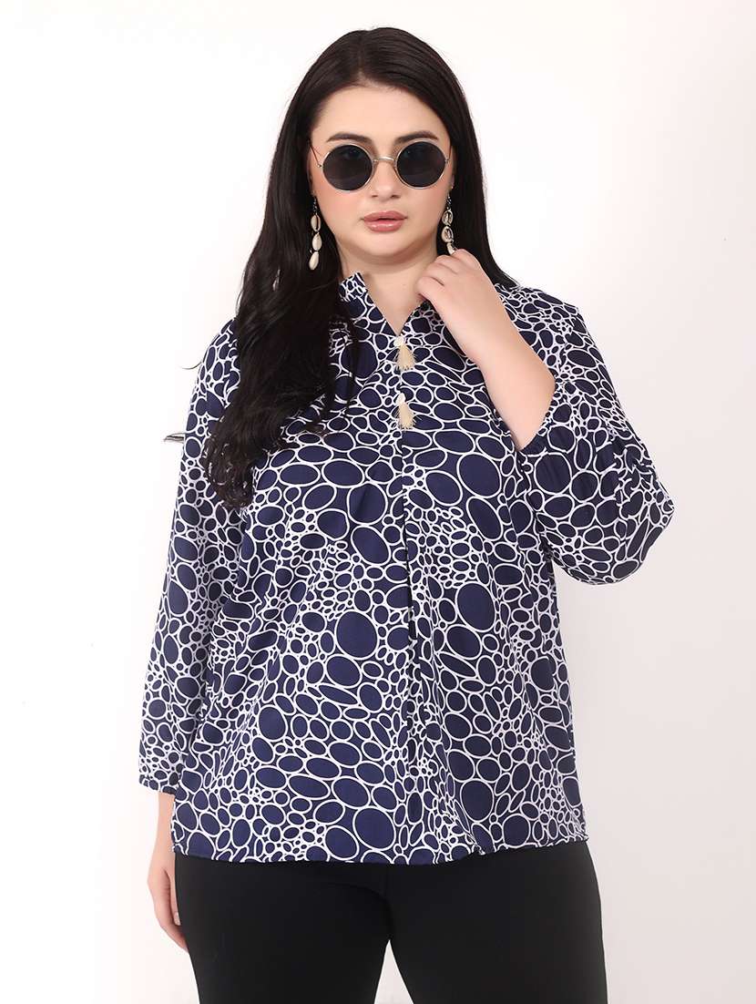 women plus size printed notch neck top - 21699448 -  Standard Image - 1