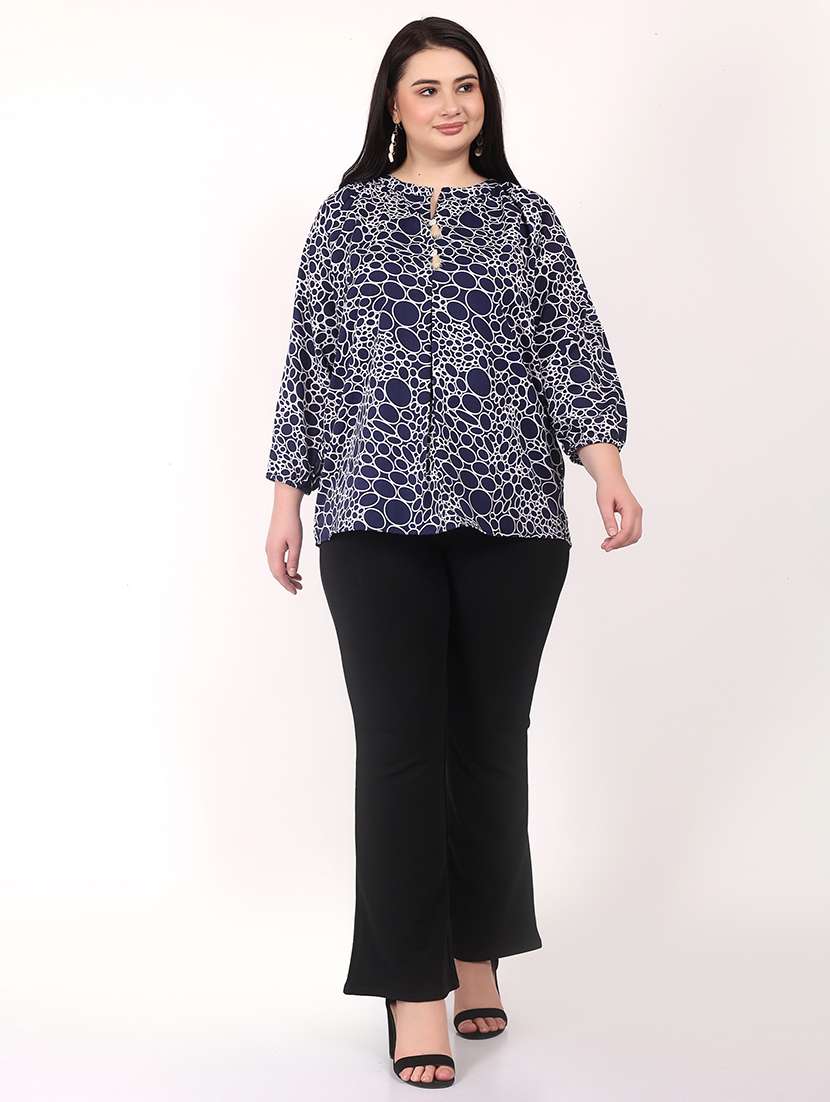 women plus size printed notch neck top - 21699448 - Standard Image - 4