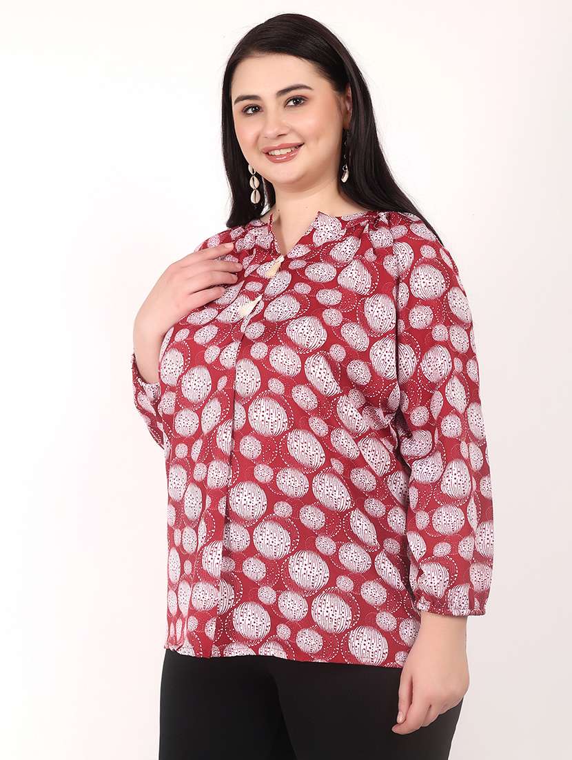 women plius size printed notch neck top - 21699450 -  Standard Image - 1