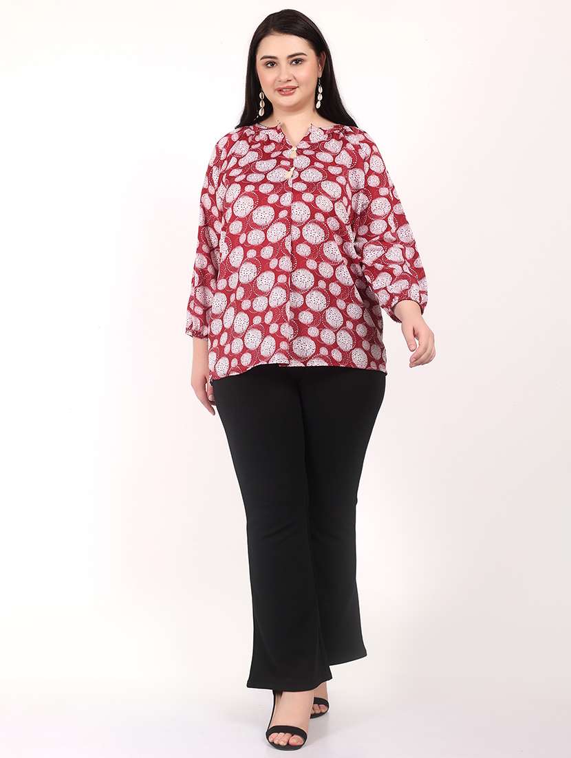 women plius size printed notch neck top - 21699450 - Standard Image - 4