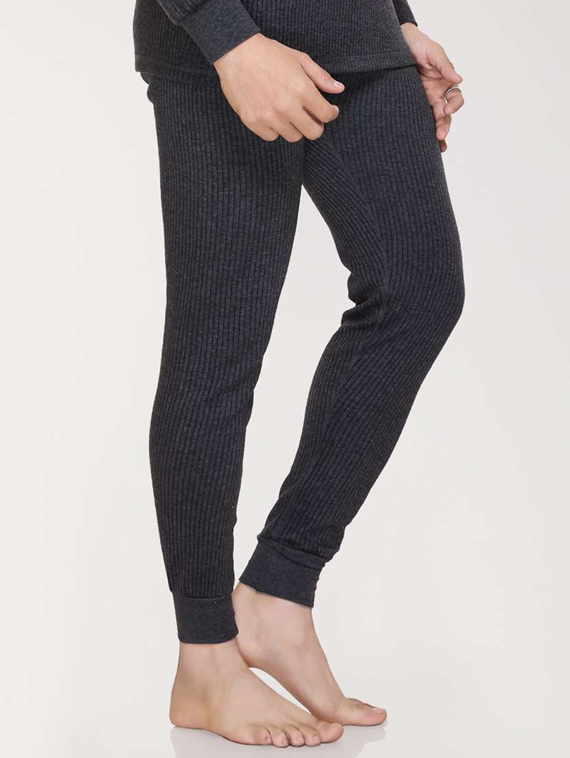 men charcoal fleece thermal bottom wear - 21699526 -  Standard Image - 1