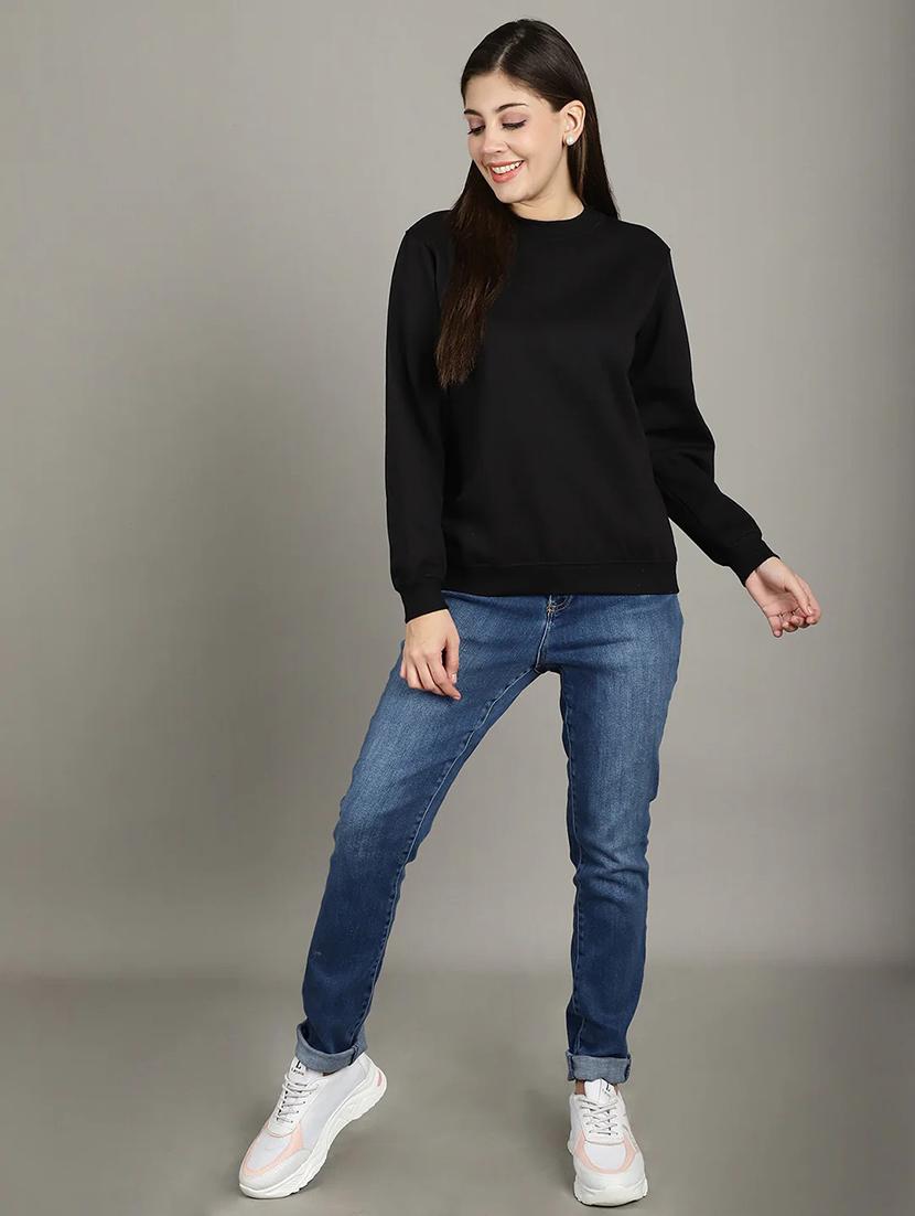 women long sleeves plain sweatshirt - 21699535 - Standard Image - 4